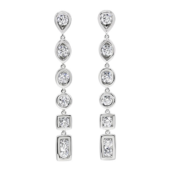 18K Bezel Set Diamond Stiletto Drop Earrings